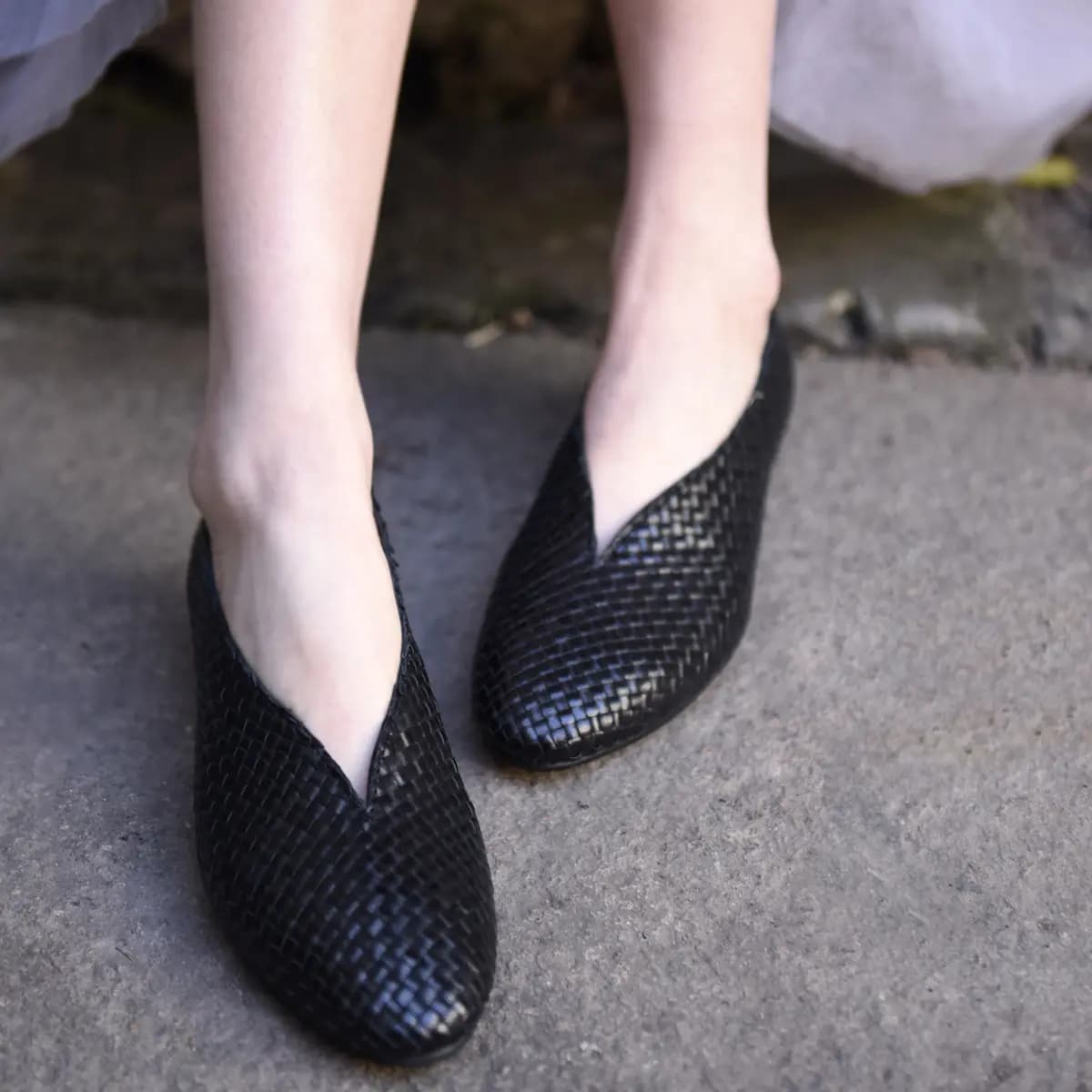 ARTMU Sheep Leather Original Vintage Braided Shallow Mouth Mid-Low Heels 3.5cm Women's 4