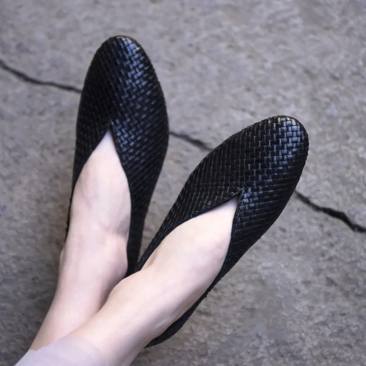 ARTMU Sheep Leather Original Vintage Braided Shallow Mouth Mid-Low Heels 3.5cm Women's 6