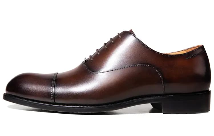 THOM WILLS British Business Calfskin Oxford Shoes Dress Shoes Men's Dark Brown Polished