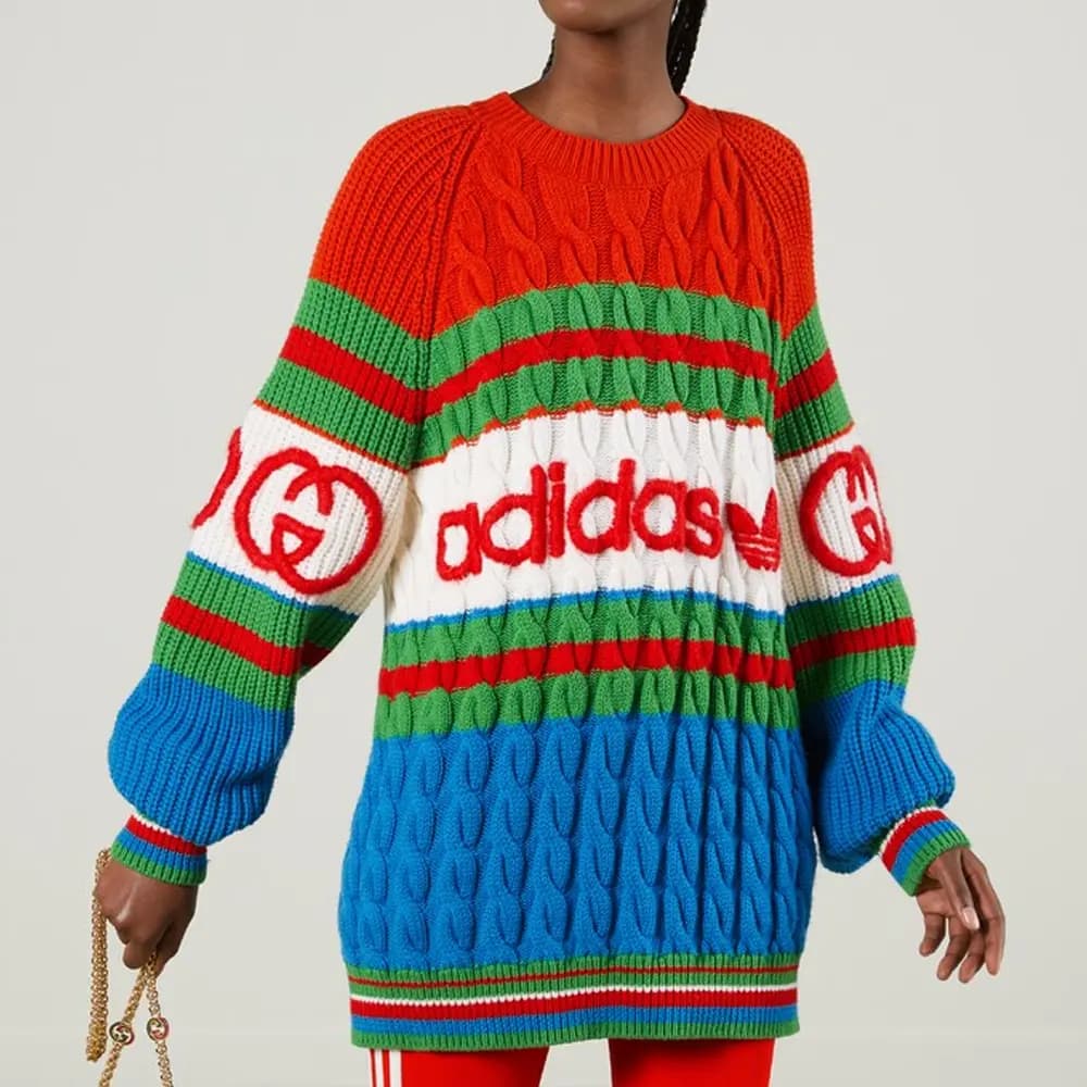 GUCCI X Adidas Wool Sweater Blue/Orange 4