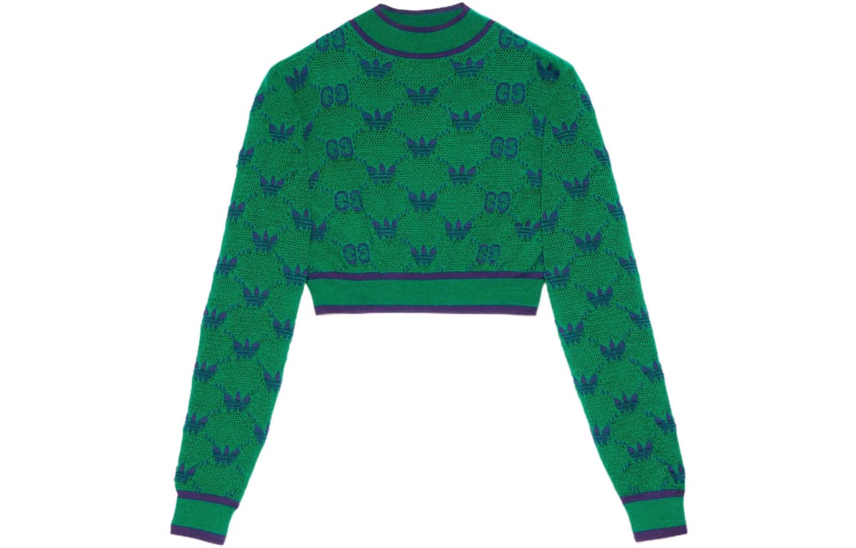 GUCCI X Adidas Wool Jacquard Sweater Green/Blue