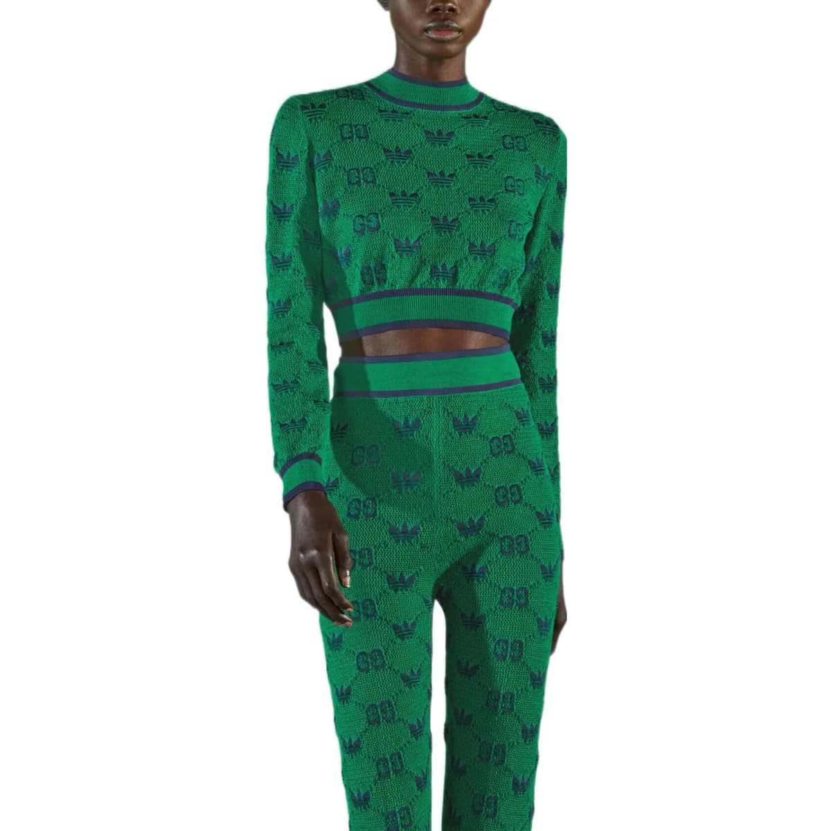 GUCCI X Adidas Wool Jacquard Sweater Green/Blue 4