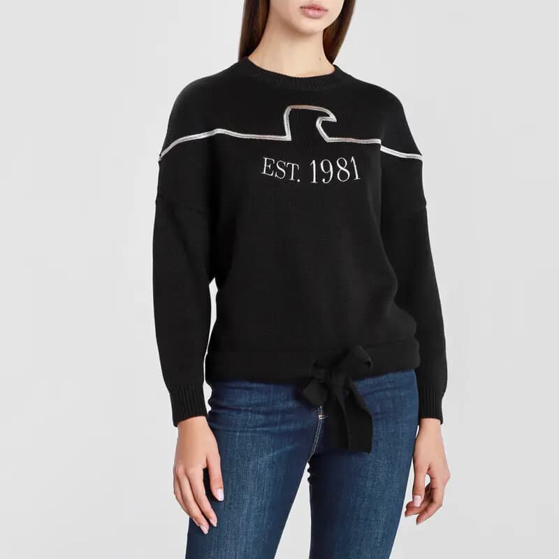 EMPORIO ARMANI FW22 Logo İşləməli Sviter Qadın Qara 2