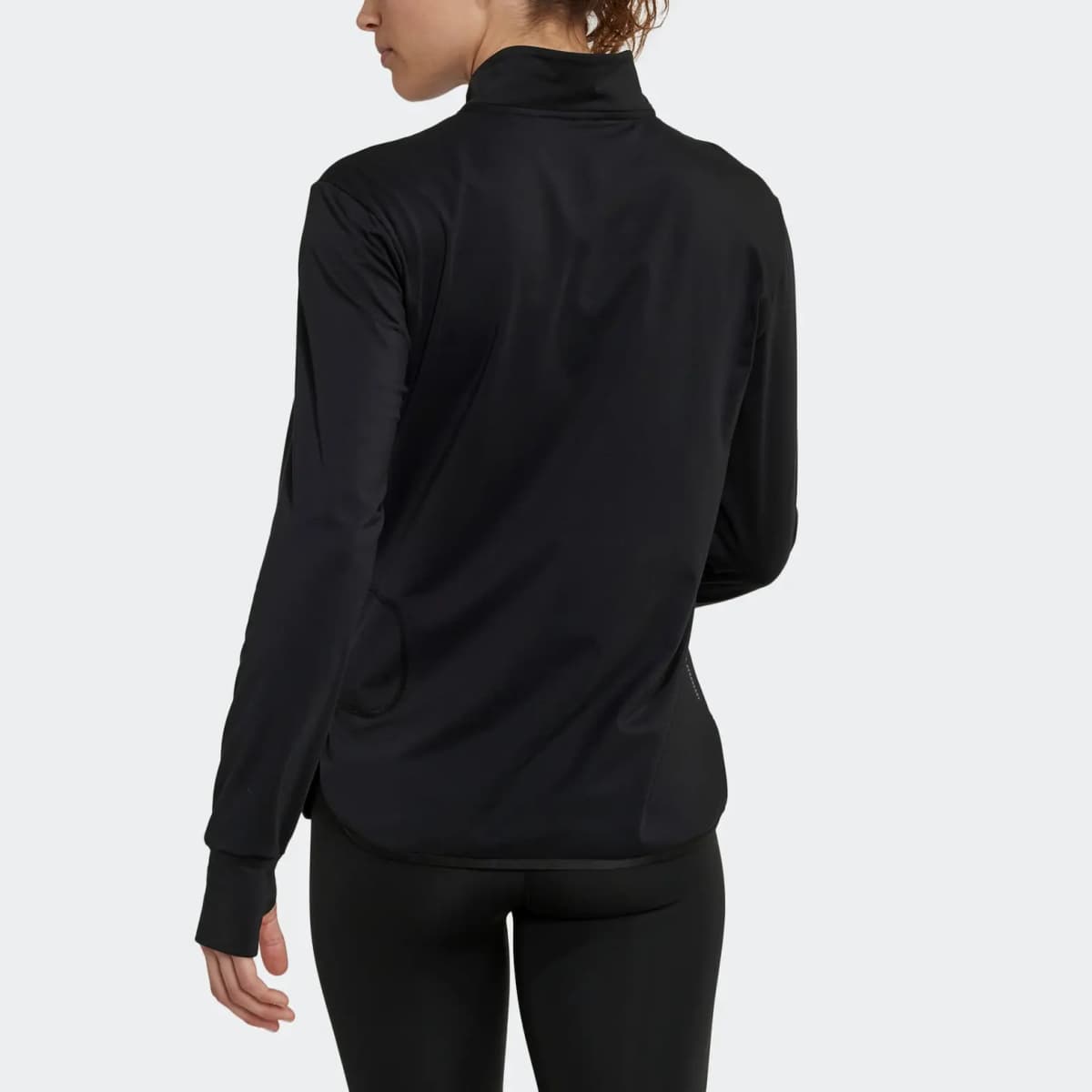 adidas Stand Collar Half-Zip Qadın Sweatshirt Qara 3