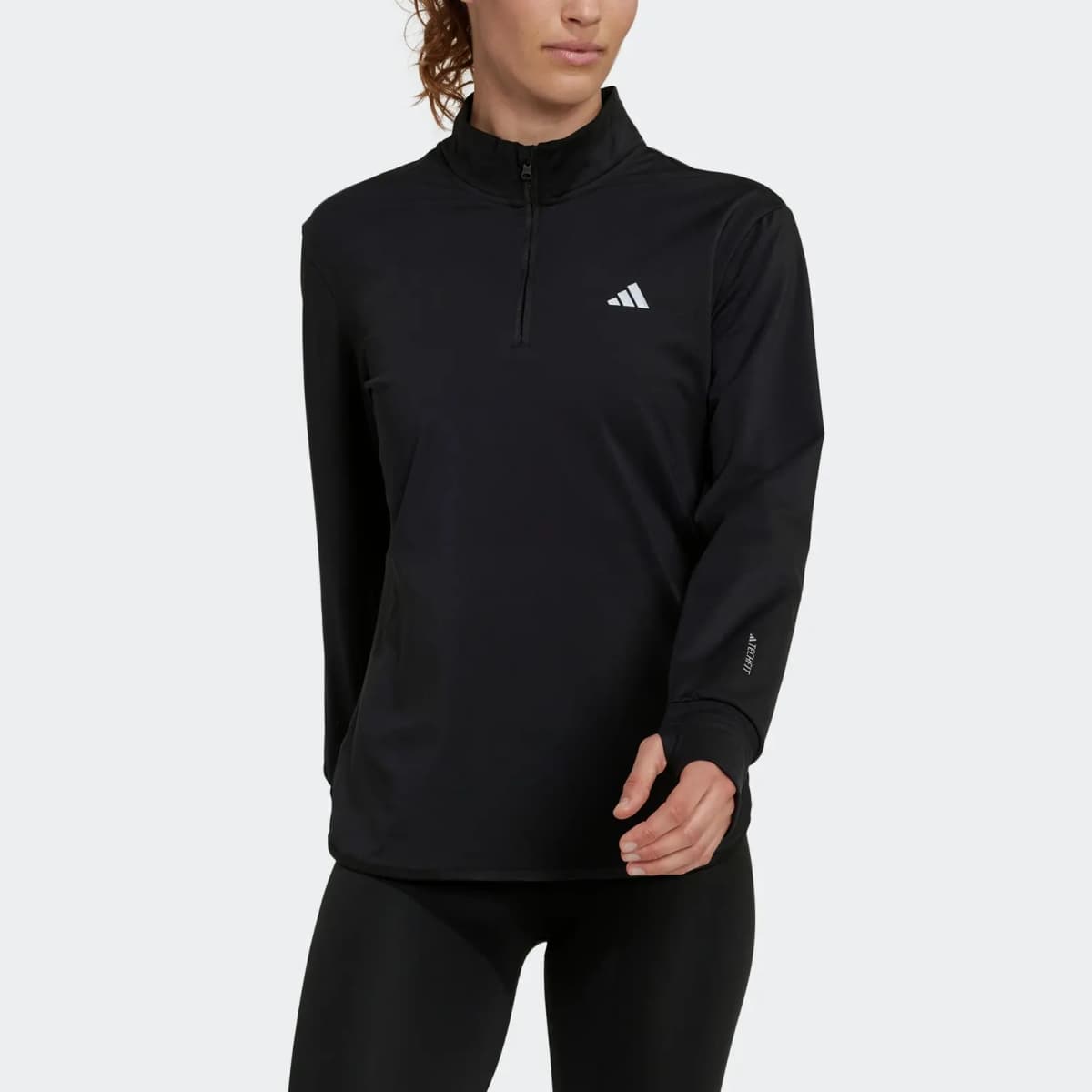 adidas Stand Collar Half-Zip Qadın Sweatshirt Qara 2