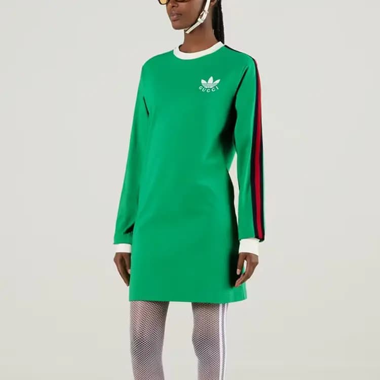 Adidas X GUCCI Long-Sleeved Dresses Women's Green 2