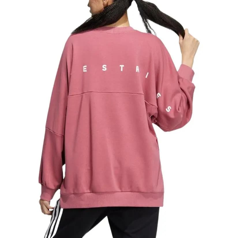 adidas Logo Patch Crew Neck Long Sleeve Casual Relaxed Sweatshirt Women's Pink 3