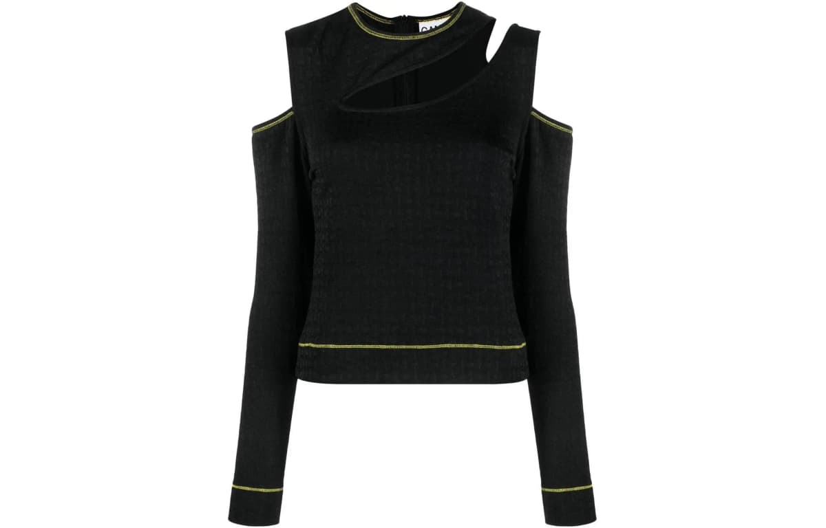 GANNI Jacquard Cut Out Top