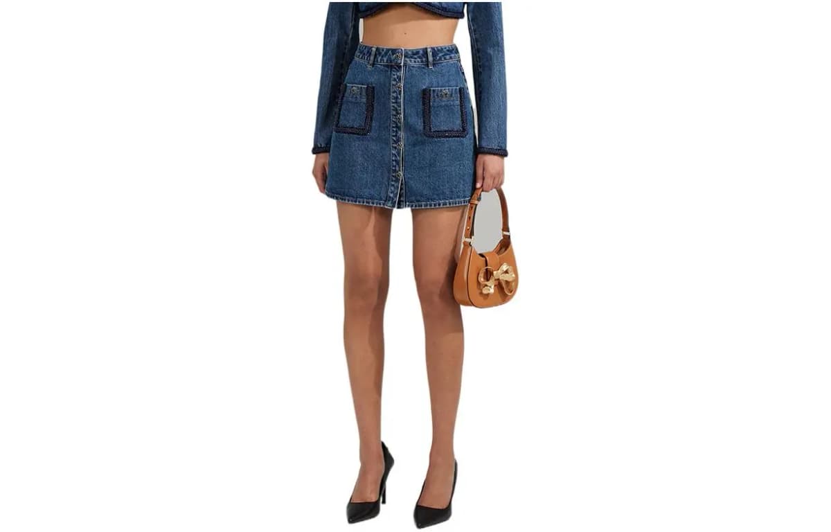 Self-portrait Qısa Denim Ətək Qadın Denim Mavi