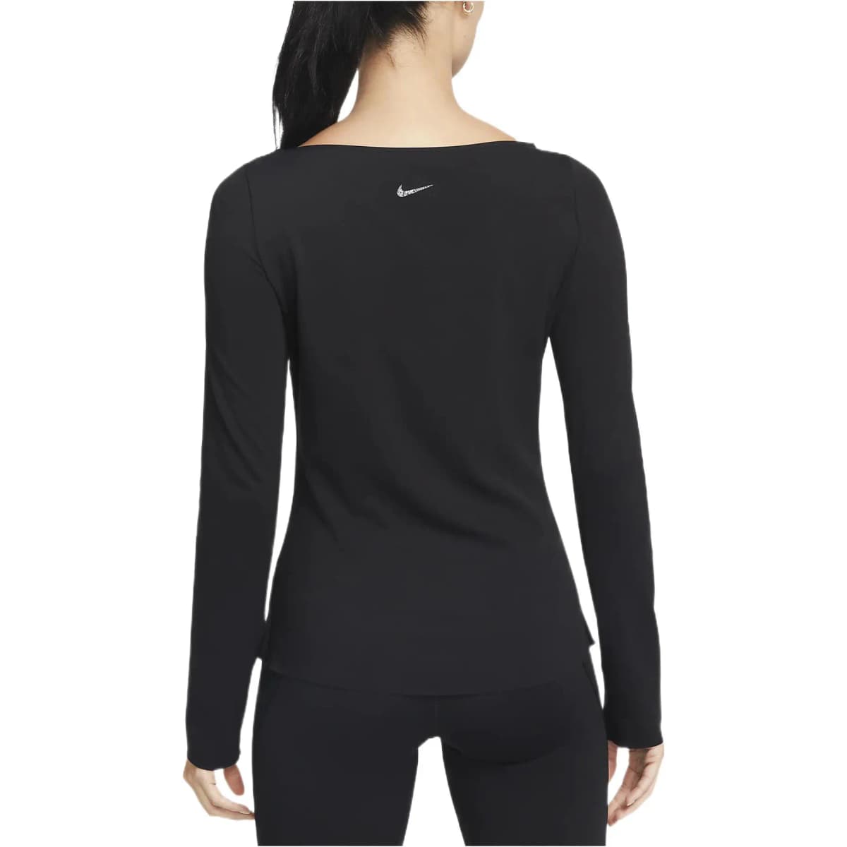 Nike Solid Color Boat Neck Slim Fit Long Sleeve Training Top Women's Black 5