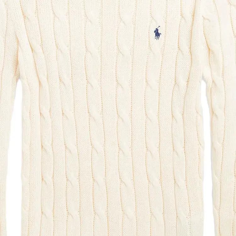 Polo Ralph Lauren SS23 Solid Cable Knit Embroidered Sweater Women's White 6