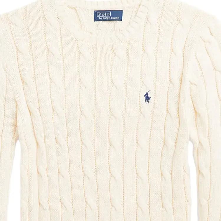 Polo Ralph Lauren SS23 Solid Cable Knit Embroidered Sweater Women's White 5