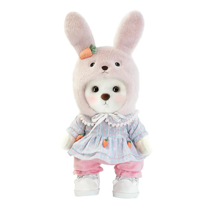 TeddyTales Blossom Series Lotus Little Rabbit Set (With Shoes) Medium 5-Point Articulation Deluxe Gift Box Doll Plush Stuffed Animal 30cm Height
