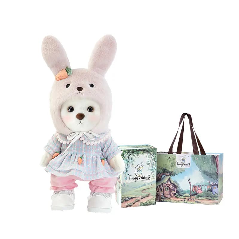 TeddyTales Blossom Series Lotus Little Rabbit Set (With Shoes) Medium 5-Point Articulation Deluxe Gift Box Doll Plush Stuffed Animal 30cm Height 2