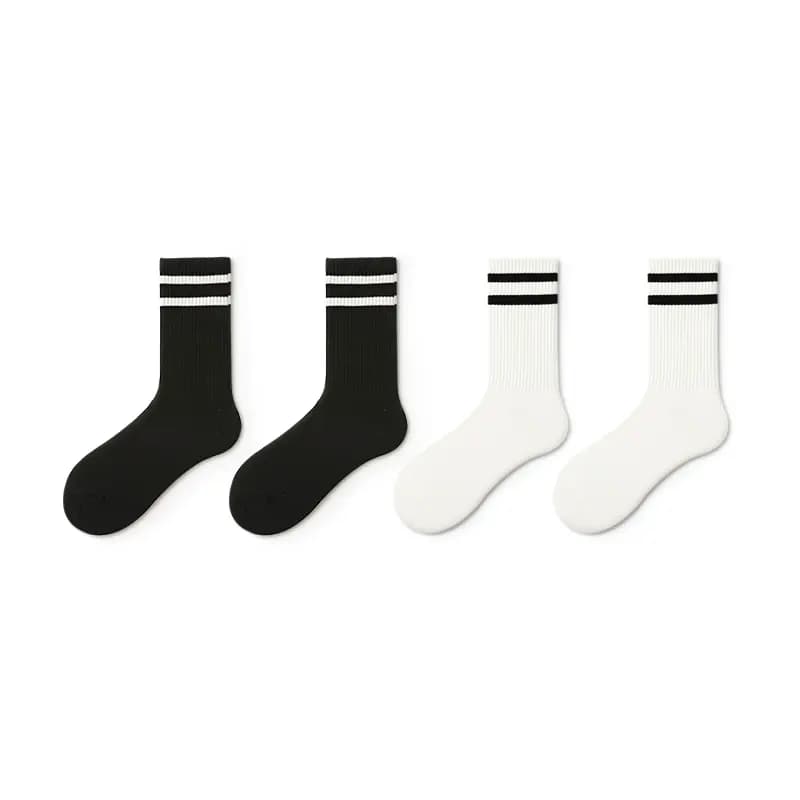 JKN Unisex Pambıq Corab 4-lü Dəst Ağ 8