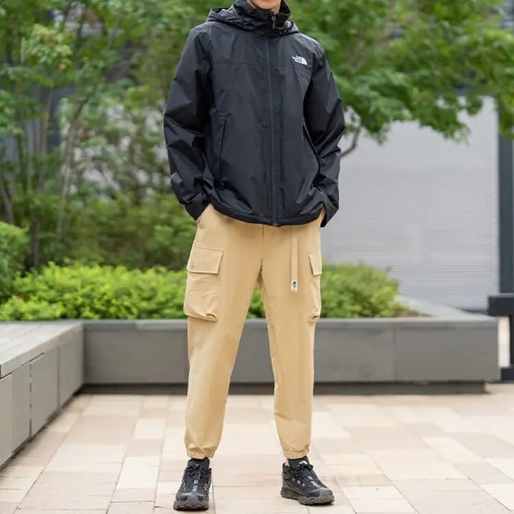 THE NORTH FACE Solid Color Logo Hooded Outdoor Hiking Waterproof Breathable Jacket Men's Black 5