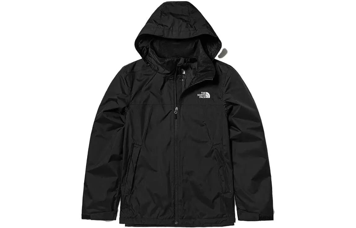 THE NORTH FACE Solid Color Logo Hooded Outdoor Hiking Waterproof Breathable Jacket Men's Black
