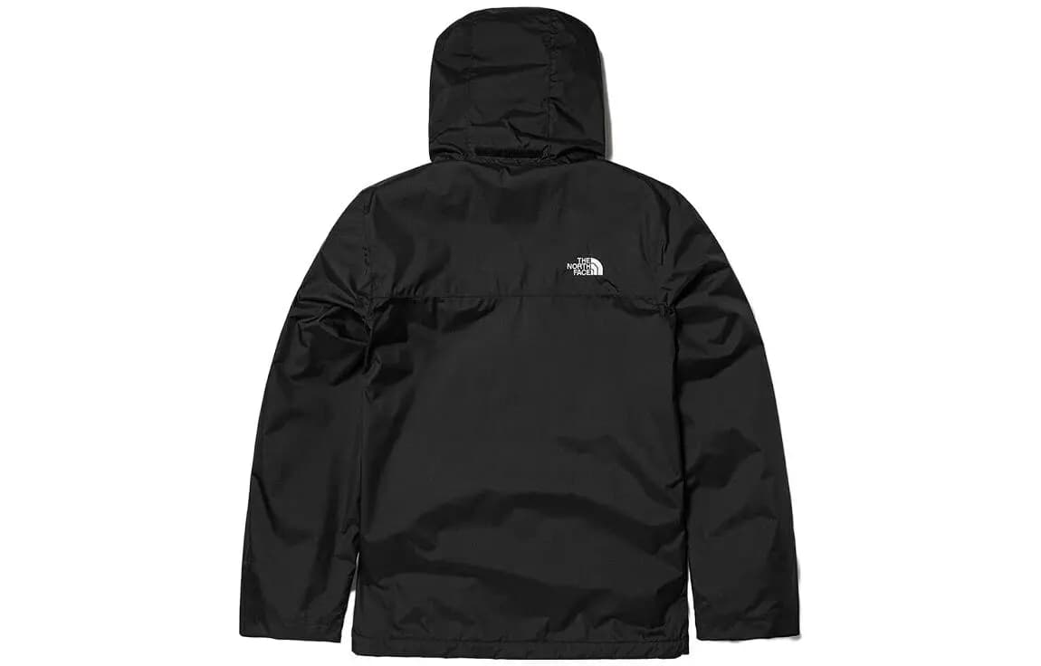 THE NORTH FACE Solid Color Logo Hooded Outdoor Hiking Waterproof Breathable Jacket Men's Black 2