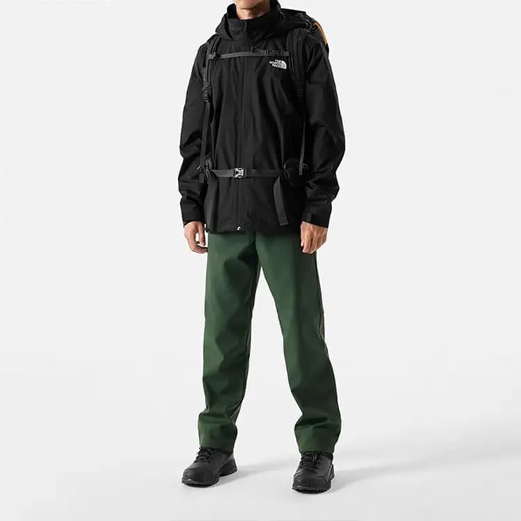 THE NORTH FACE Solid Color Logo Hooded Outdoor Hiking Waterproof Breathable Jacket Men's Black 6