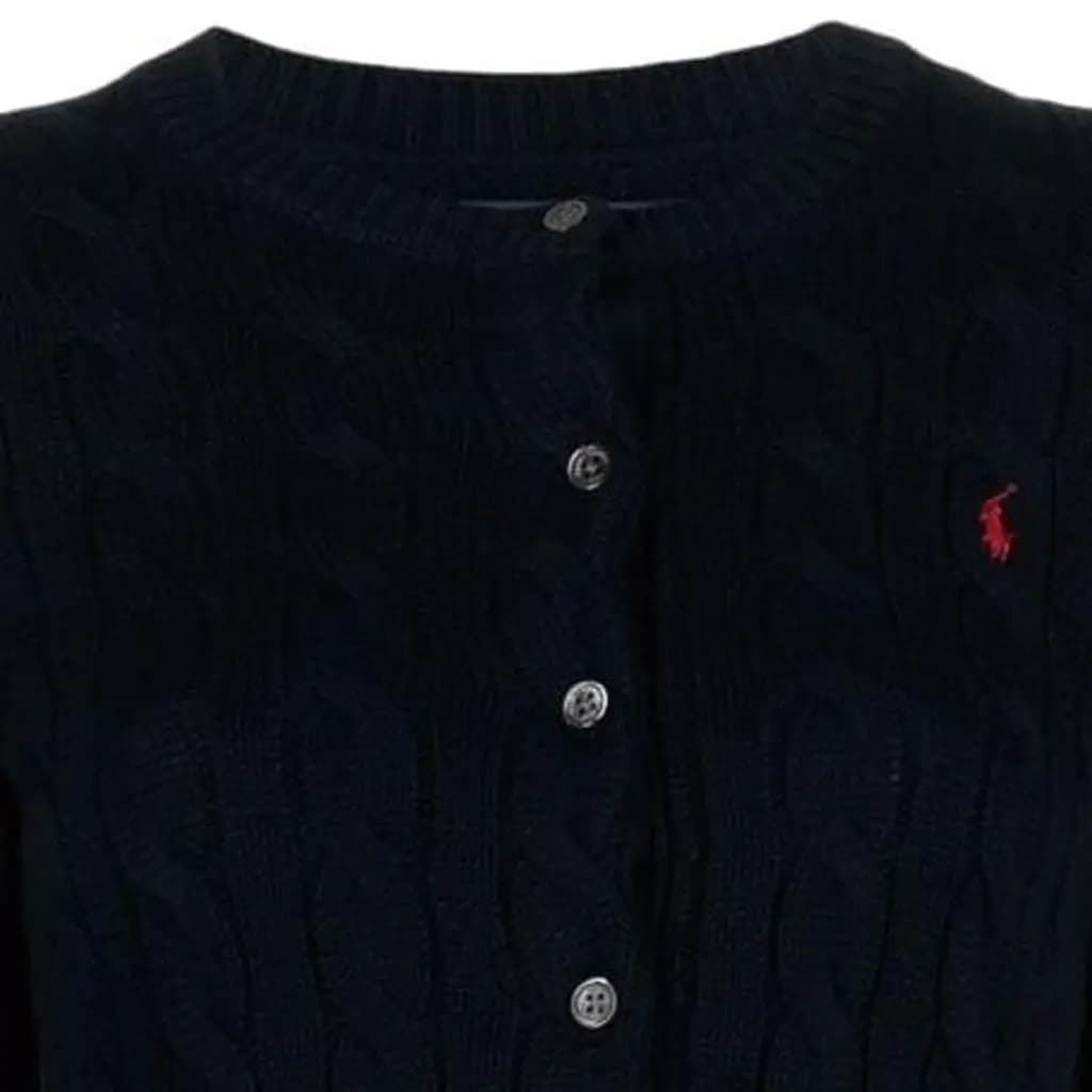 Polo Ralph Lauren Solid Color Embroidered Cable Knit Single-Breasted Sleeve Knitwear Women's Dark Blue 6