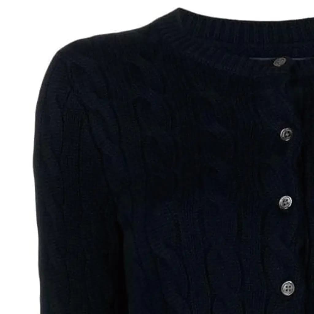 Polo Ralph Lauren Solid Color Embroidered Cable Knit Single-Breasted Sleeve Knitwear Women's Dark Blue 7