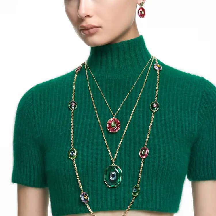 Swarovski Stilla Pear-Cut Sırğa Qadın Yaşıl 6
