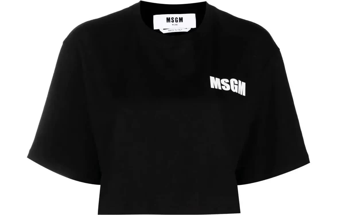 MSGM Logo Printed Cropped T-Shirt