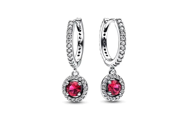 Pandora Shining Round Pendant Sırğa Qadın Qırmızı