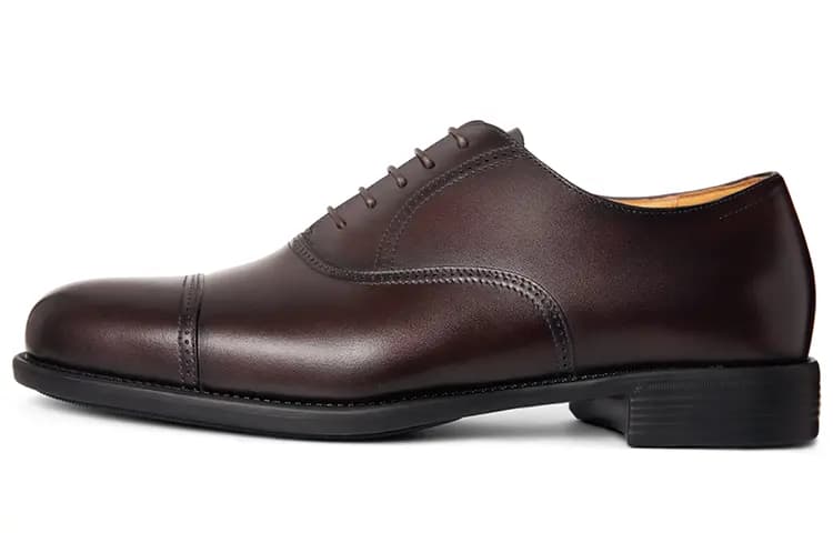 THOM WILLS Business Commute Versatile Calfskin Oxford Shoes Dress Shoes Men's Dark Coffee Rubbing Color