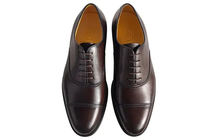 THOM WILLS Business Commute Versatile Calfskin Oxford Shoes Dress Shoes Men's Dark Coffee Rubbing Color 2