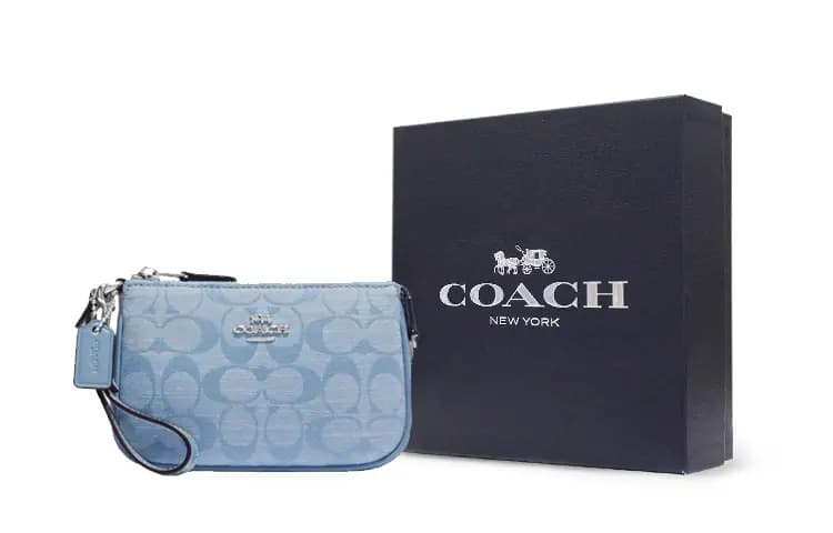 COACH Nolita Jacquard Dəri Qadın Klutç Mavi 5