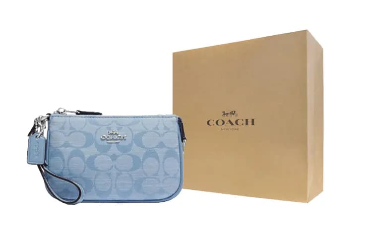 COACH Nolita Jacquard Dəri Qadın Klutç Mavi 4