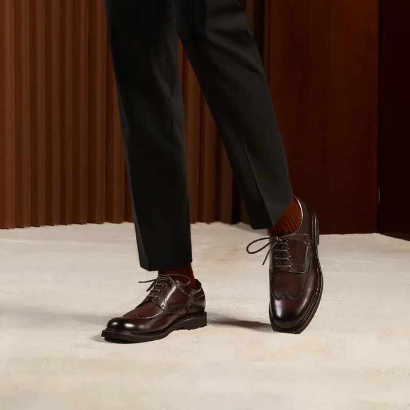 THOM WILLS British Business Kişi Dəri Derby Ayaqqabısı Tünd Qəhvəyi 8