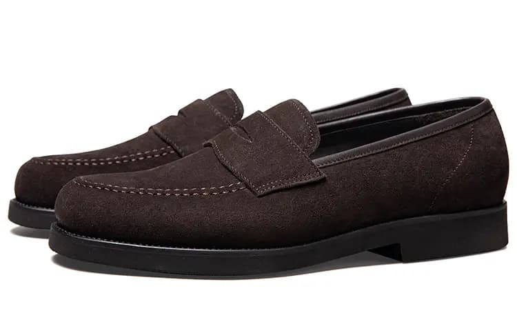THOM WILLS British Business Suede Slip on Casual Shoes Men's Dark Coffee 3