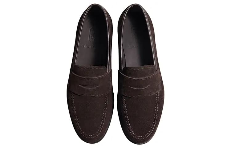 THOM WILLS British Business Suede Slip on Casual Shoes Men's Dark Coffee 2