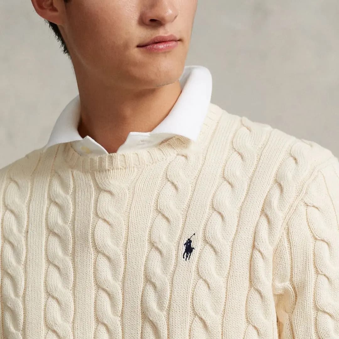 Polo Ralph Lauren SS22 Kişi Bej Rəngli Kabel Toxunuşlu Sviter 7