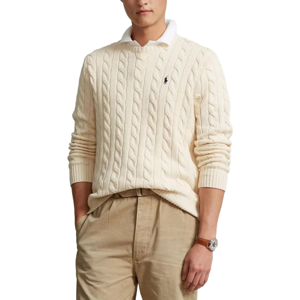 Polo Ralph Lauren SS22 Kişi Bej Rəngli Kabel Toxunuşlu Sviter 3