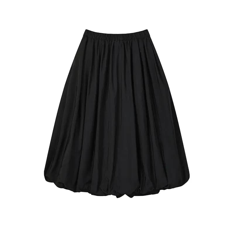 FILA ORIGINALE Simple Fashion Classic Retro Versatile Comfortable Loose Bubble Skirt Casual Long Skirt Women's Black 2