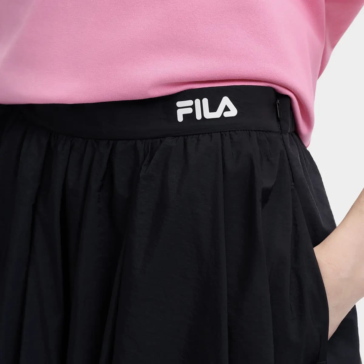FILA ORIGINALE Simple Fashion Classic Retro Versatile Comfortable Loose Bubble Skirt Casual Long Skirt Women's Black 5