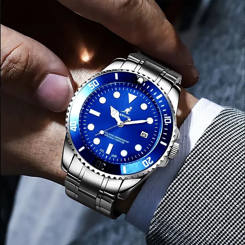 KANGOL Voyager Collection Men's Watch Stainless Steel Quartz Movement Metal Strap Watch Men's Watches Green Dial 23