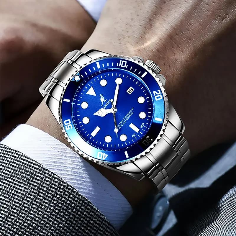 KANGOL Voyager Collection Men's Watch Stainless Steel Quartz Movement Metal Strap Watch Men's Watches Green Dial 22