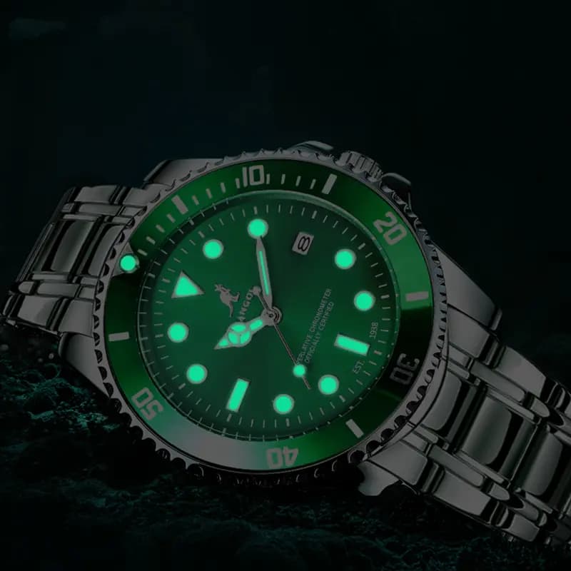 KANGOL Voyager Collection Men's Watch Stainless Steel Quartz Movement Metal Strap Watch Men's Watches Green Dial 4