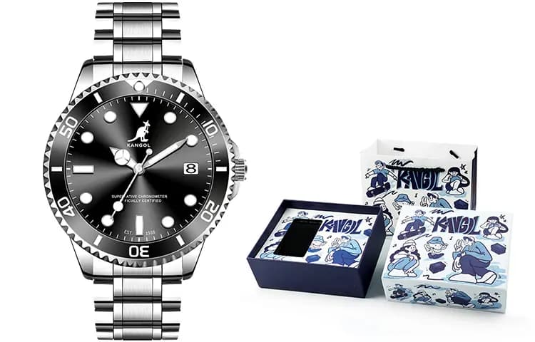 KANGOL Voyager Collection Men's Watch Stainless Steel Quartz Movement Metal Strap Watch Men's Watches Green Dial 28