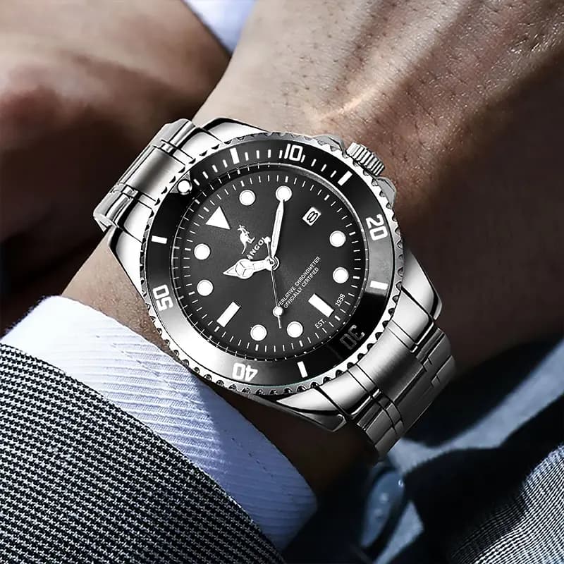KANGOL Voyager Collection Men's Watch Stainless Steel Quartz Movement Metal Strap Watch Men's Watches Green Dial 14