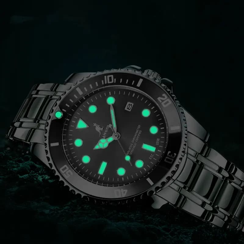 KANGOL Voyager Collection Men's Watch Stainless Steel Quartz Movement Metal Strap Watch Men's Watches Green Dial 12