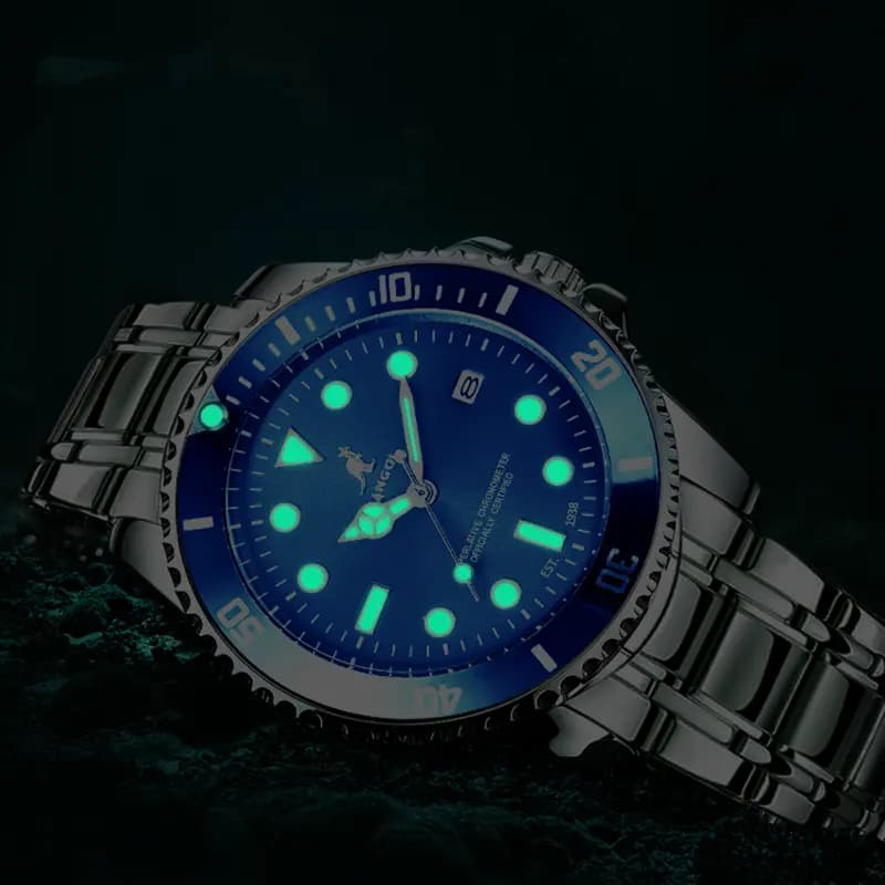 KANGOL Voyager Collection Men's Watch Stainless Steel Quartz Movement Metal Strap Watch Men's Watches Green Dial 20