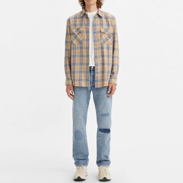Levis 150th Anniversary Edition 501 Series Global Limited Edition Classic Straight Distressed Design Jeans Men's Blue Gift Recommendation 3