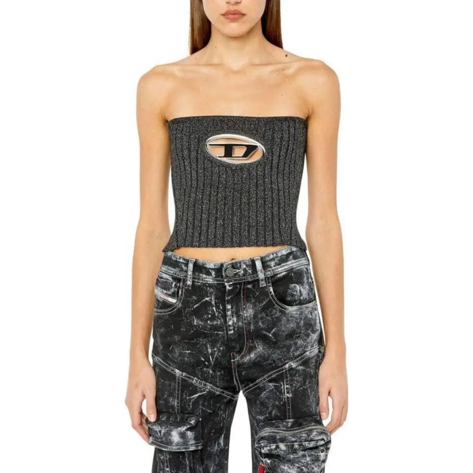 DIESEL OVAL-D Series Strapless Tops Women's Gray 3