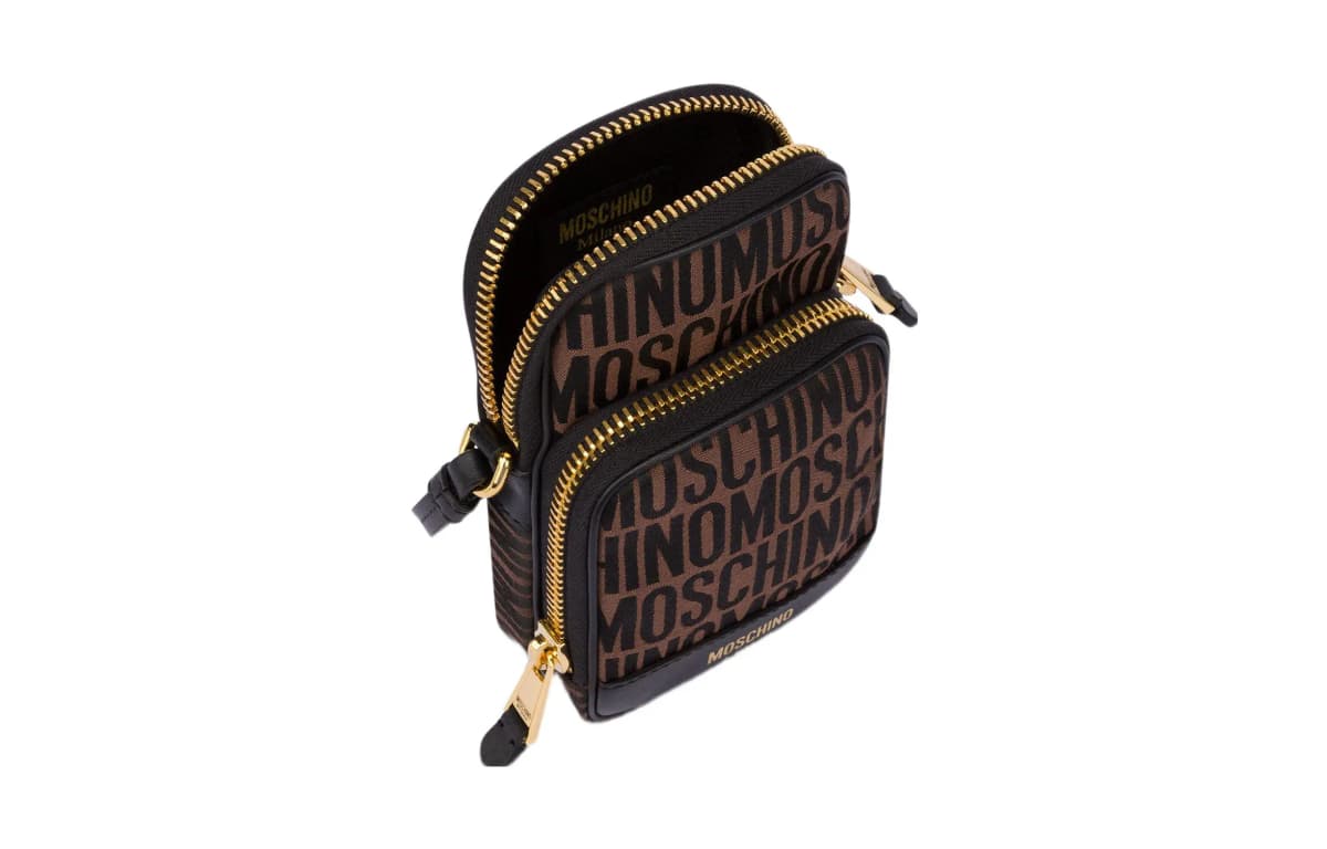 MOSCHINO Crossbody Telefon Çantası Kişi Qəhvəyi/Qara 3