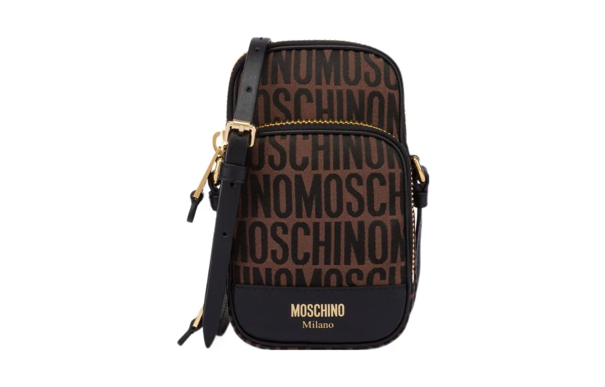 MOSCHINO Crossbody Telefon Çantası Kişi Qəhvəyi/Qara